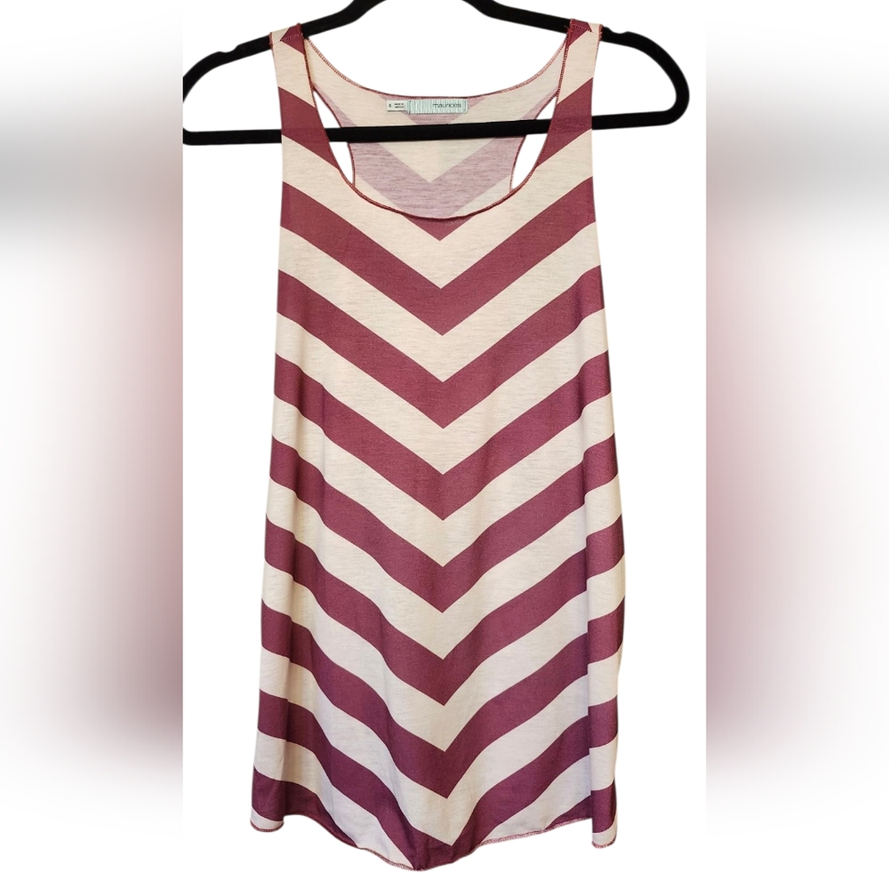 Maurices Purple and White Racerback Tank Top Relaxed Fit Flowy Gathered Small
